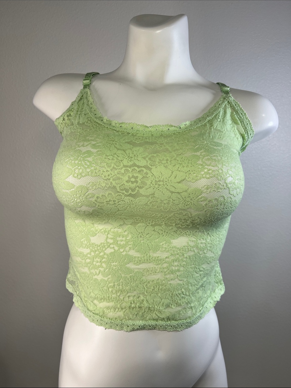 PINK Victoria's Secret Light Green Lace Camisole SMALL